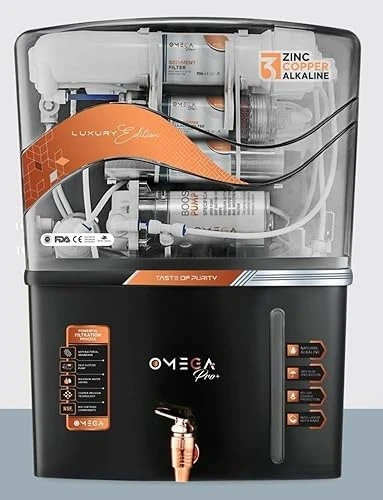 Aqua Omega Water Purifier With Metallic Sheet for Home-(Alkaline+Copper+NF+UV+UF+TDS Adjuster) for Home and Office, 12 LTR Storage, Support 700 TDS only - 1